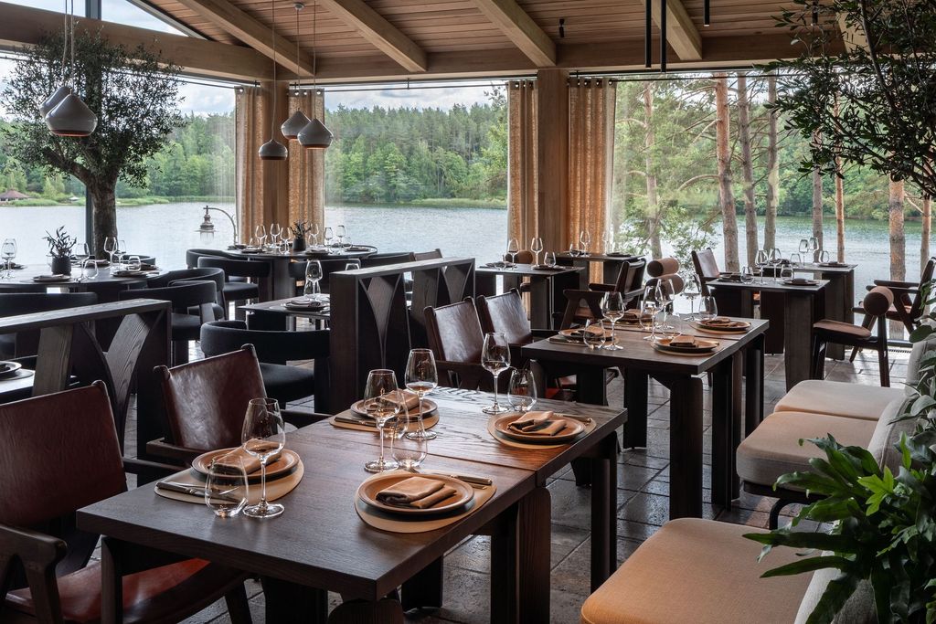 Spacious Olea restaurant offering a warm and elegant setting, perfect for private events.