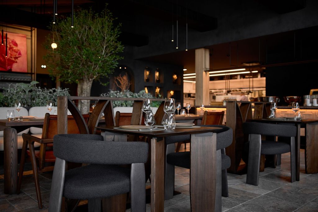 Mediterranean cuisine restaurant with warm design and intimate gourmet atmosphere.