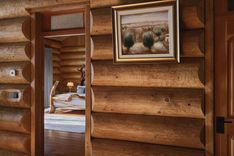 Lakefront private villa featuring modern interior with wooden wall decoration